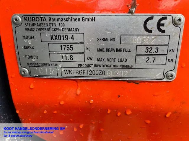 Kubota KX 019-4 2x extra Hydraulische Functie