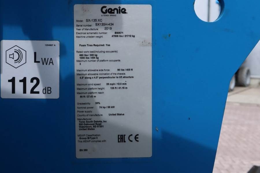 Genie SX135XC Diesel, 43m Working Height, 27.5m Reach, B