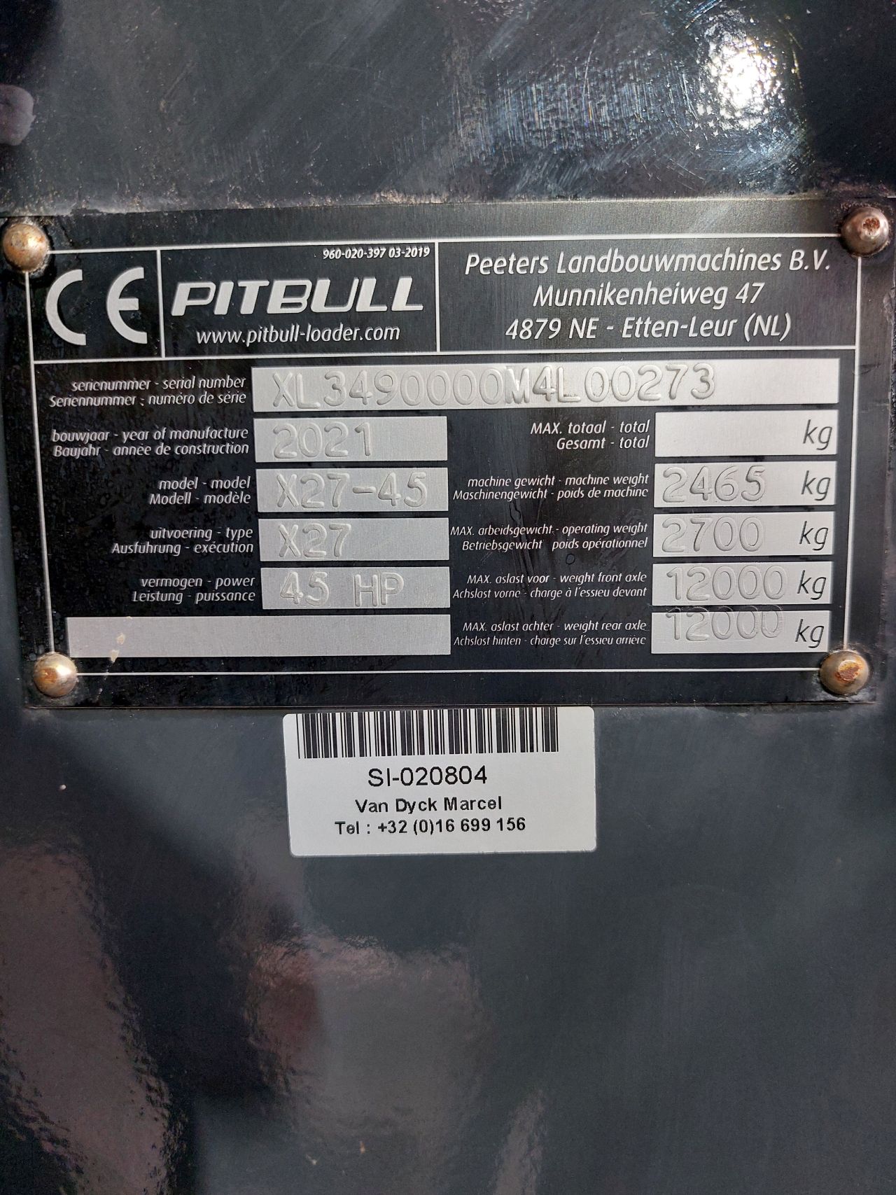 Pitbull X27-45 shovel zeer compleet !!! 193 uur !!!