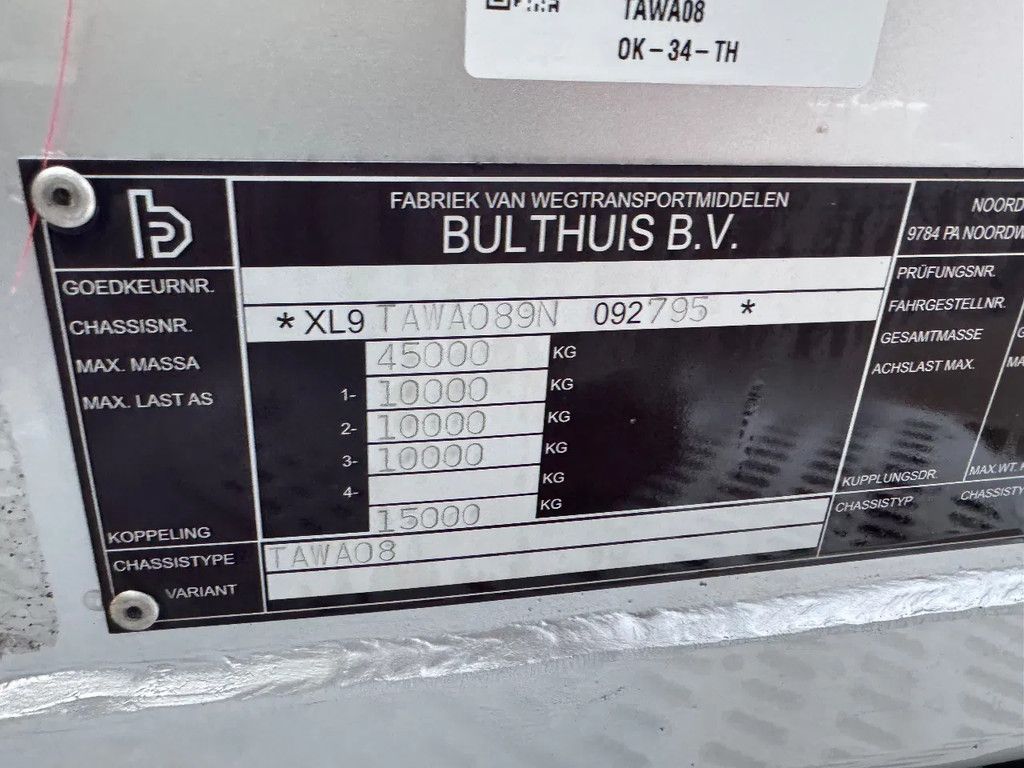 Bulthuis 70m3 Stuuras/Lenkachse Cargo Floor 2 jaar oud! NIEUWE APK