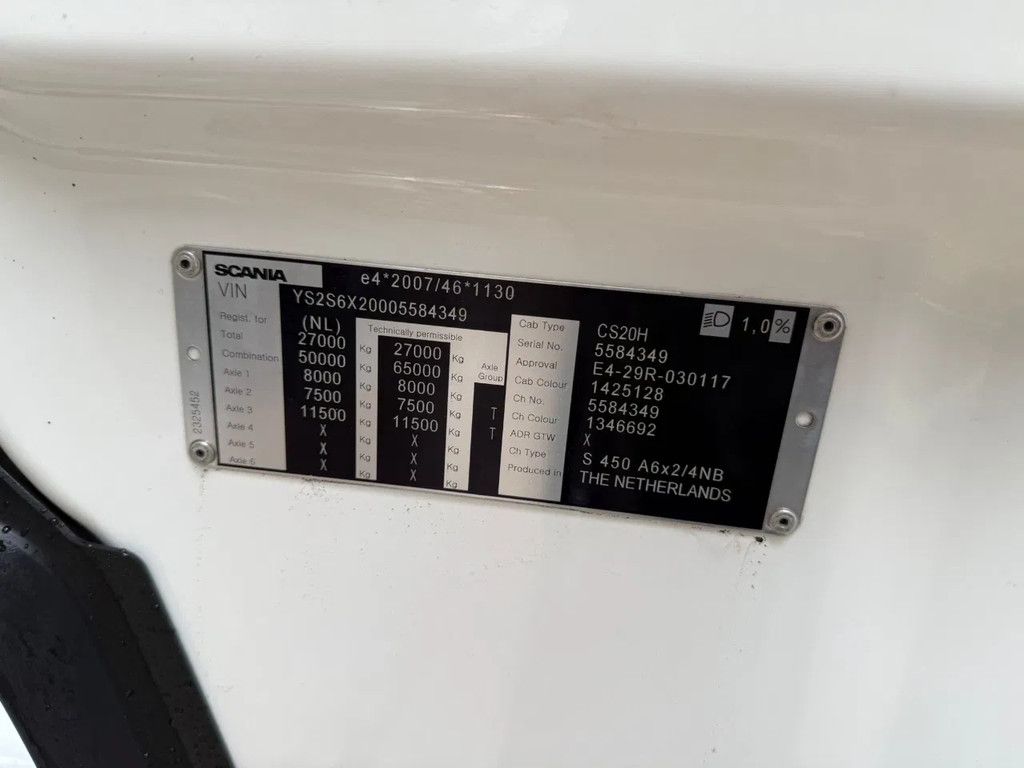 Scania S450 6X2 Full-Air Retarder Standairco 2X Tank Smarttacho 2 APK 03/2026