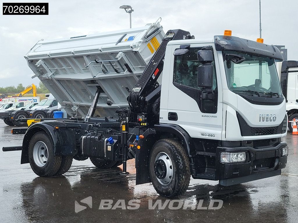 Iveco Eurocargo 160E280 4X2 NEW! Hiab XHIDUO092E-3 Kran Crane 6m3 3-way Tipper ACC