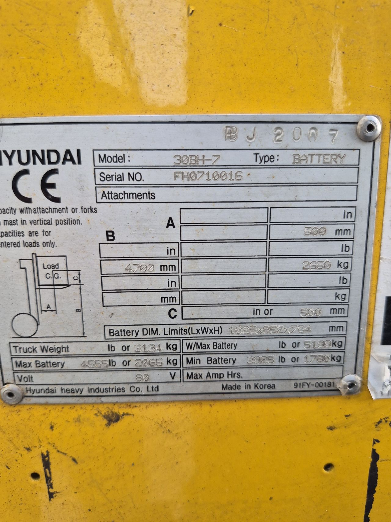 Hyundai 30BH-7 triplex freelift sideshift 4.680 mm bj 2007