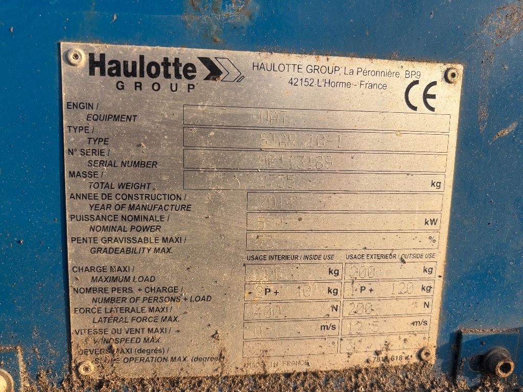 Haulotte Star 10 10m mastlift hoogwerker Haulotte