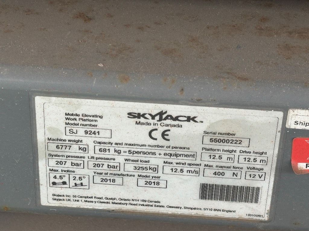 SkyJack SJ 9241 RT 14.5m schaarhoogwerker Skyjack 8841