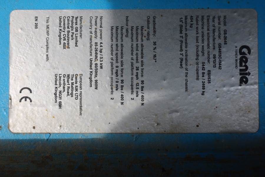 Genie GS2646 Electric, Working Height 9.80m, Capacity 45