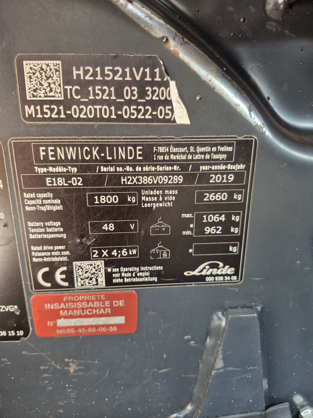 Linde E18L-02 triplex sideshift vorkversteller bj 2019