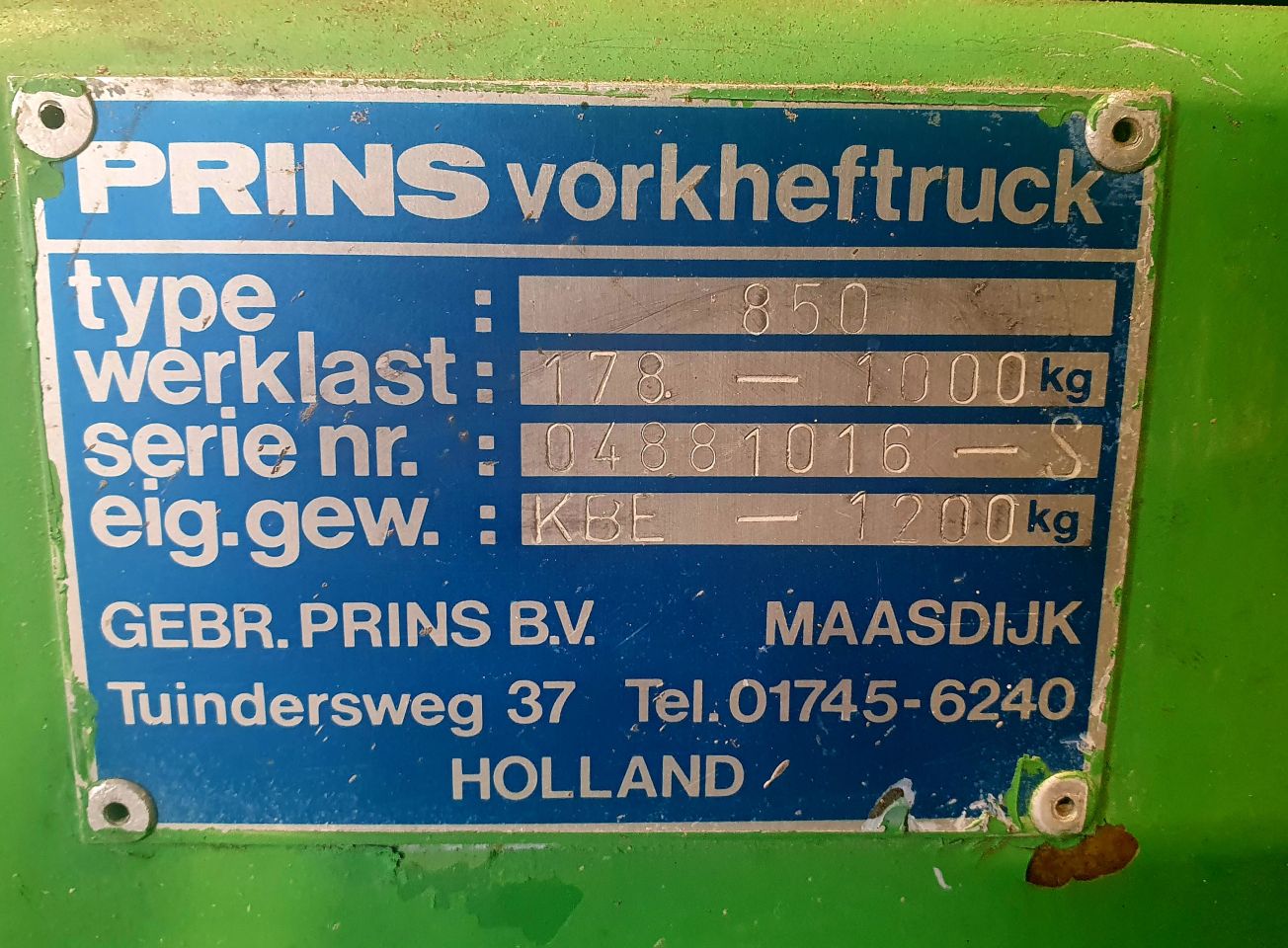 Prins Holland 850 met kubta dieselmotor 3 cl