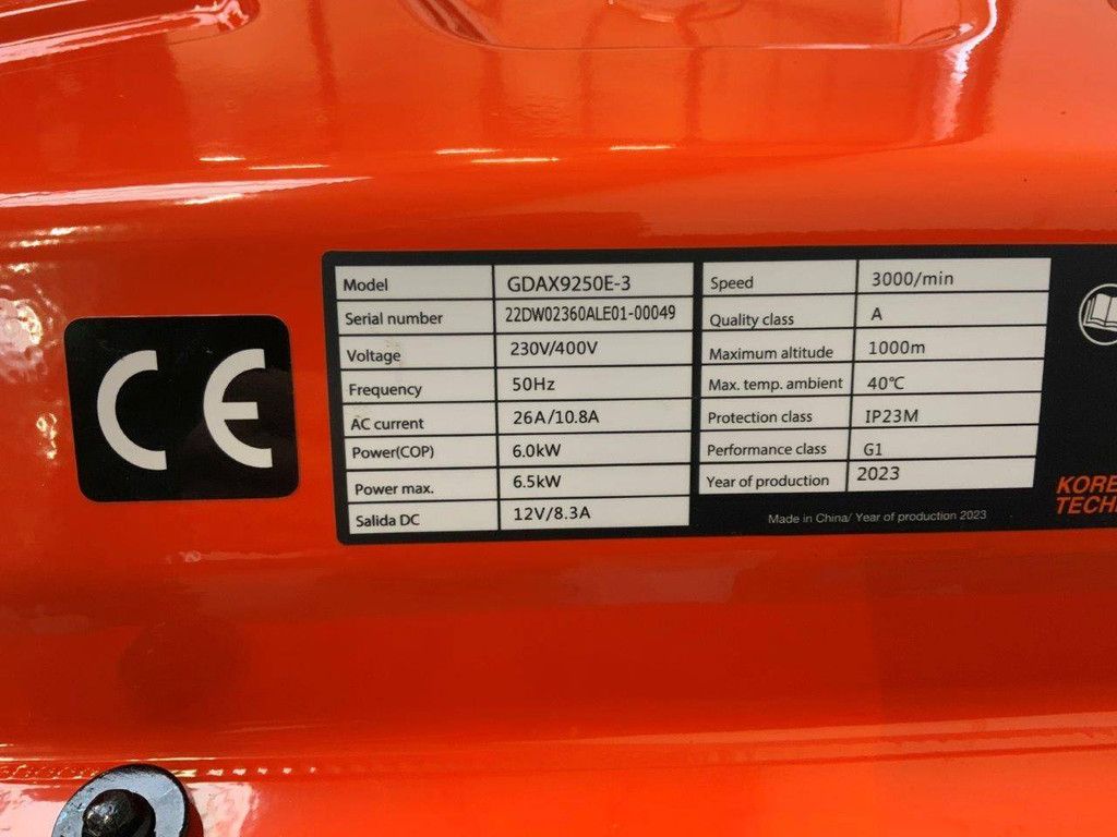 4x Generator Daewoo GDAX9250E-3 Benzine 6.5kVA Nieuw
