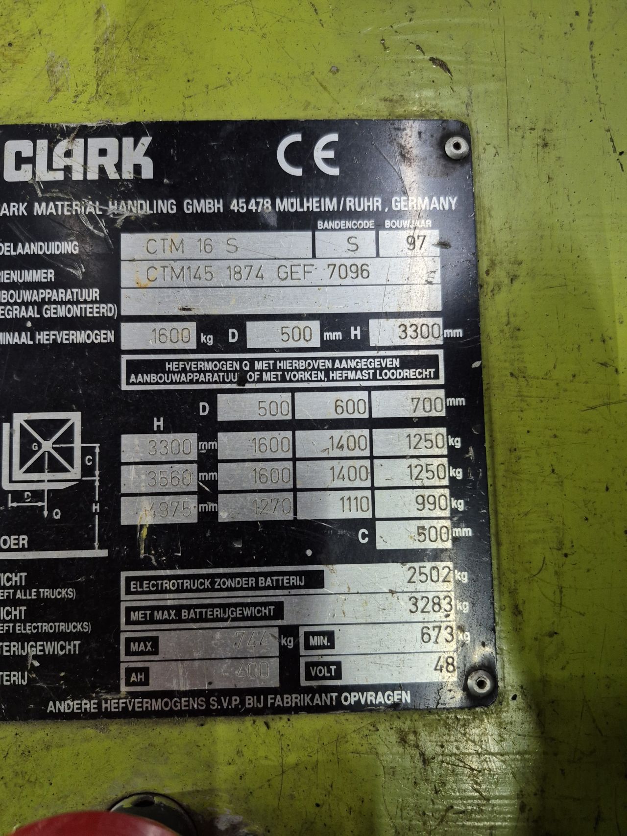 Clark CTM16S triplex freelift sideshift 4.920 mm