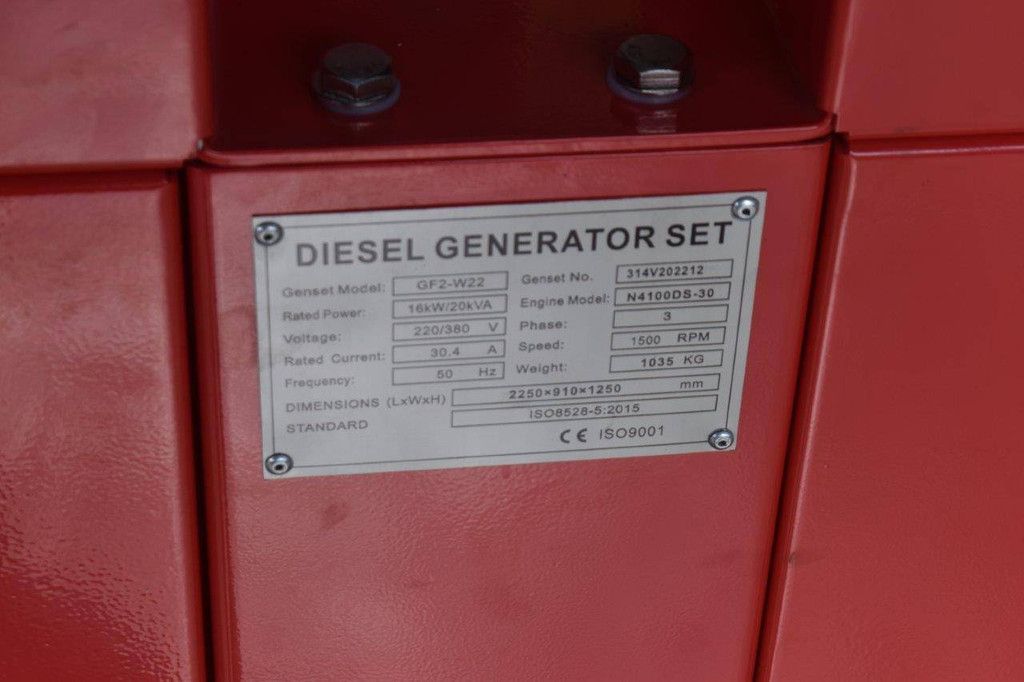 Generator GF2-W22 Diesel 20kVA Nieuw