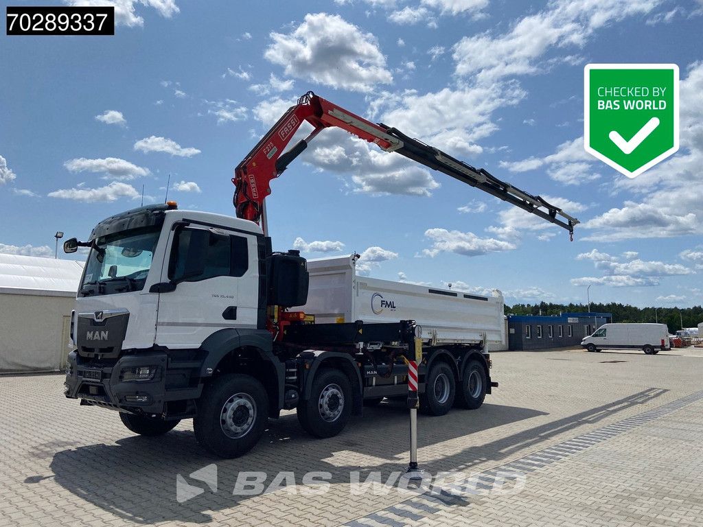 MAN TGS 35.440 8X4 NEW! Fassi F275.026 Kran Crane 13m3 3-Sided Tipper Big-Axle Euro 6