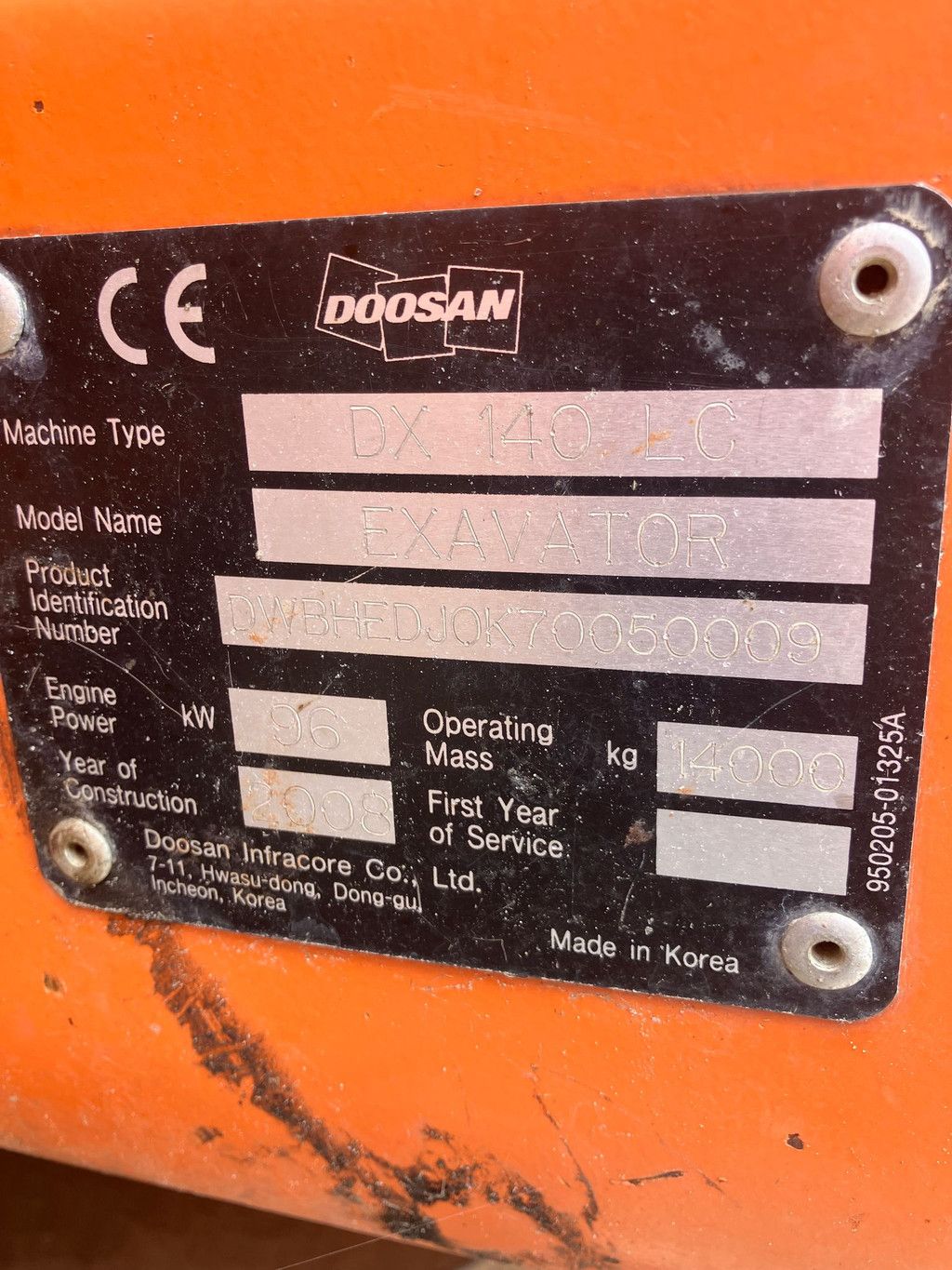 Doosan DX140 LC Rupsgraafmachine