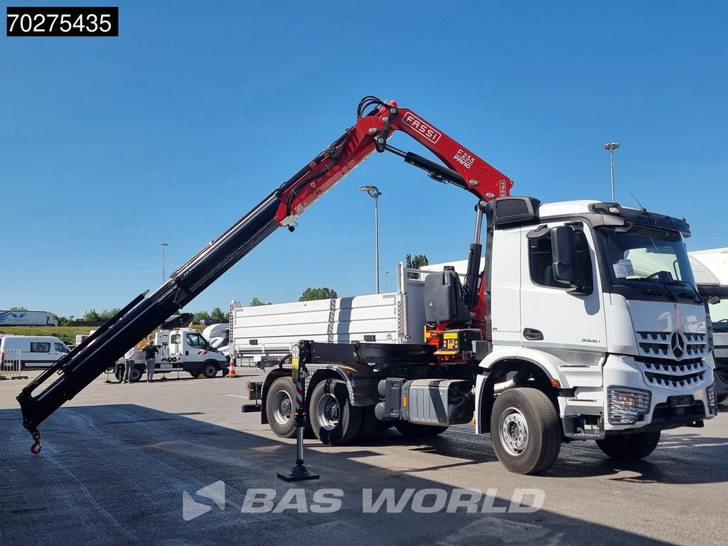 Mercedes Arocs 3348 6X4 Fassi F255A2.24 Kran Crane 9m3 3-Sided Tipper Big-Axle Euro 6