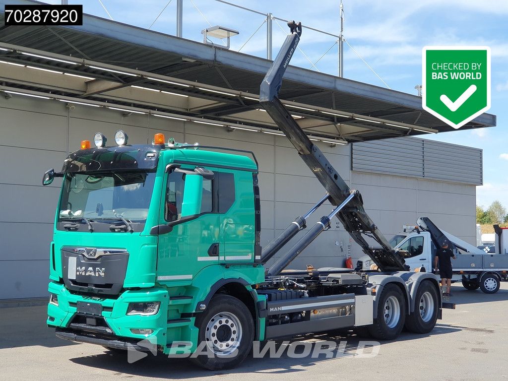 MAN TGS 28.510 6X2 Meiller RS21 65 Hooklift Lift-Axle Automatic Navi Retarder Euro 6