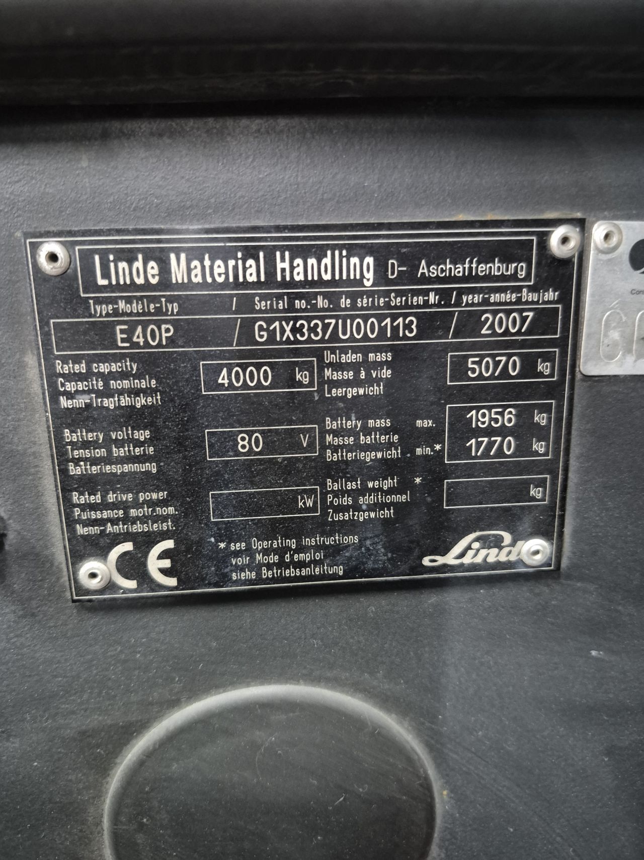 Linde E40P triplex sideshift, accu 2022 c5 getest 100%