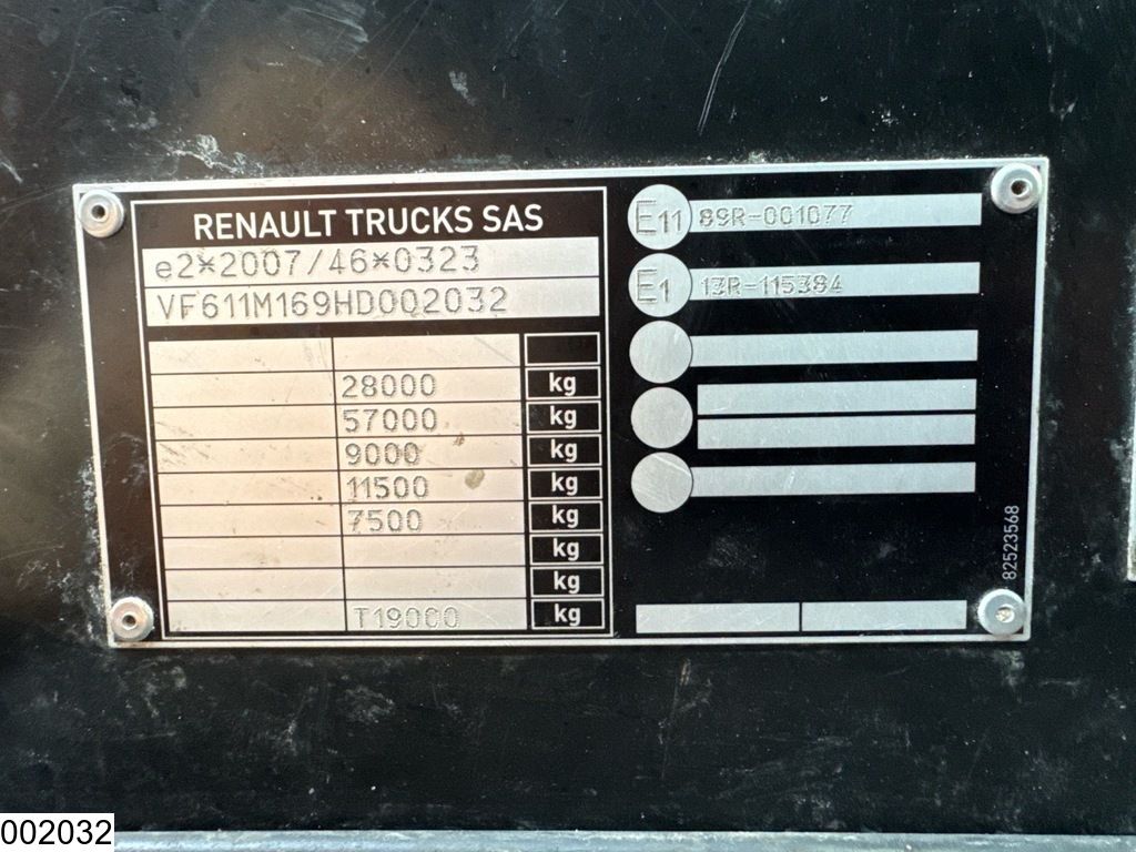 Renault T 380 13020 Liter, EURO 6, Dhollandia, PTO
