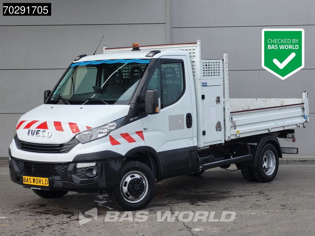 Iveco Daily 35C16 Open Laadbak met Kraan Dubbellucht 3,5t Trekhaak Airco Cruise Camera Euro6 Pritsche Pickup Open Box Crane Kran Kranwagen 2m3 A/C Towbar Cruise control