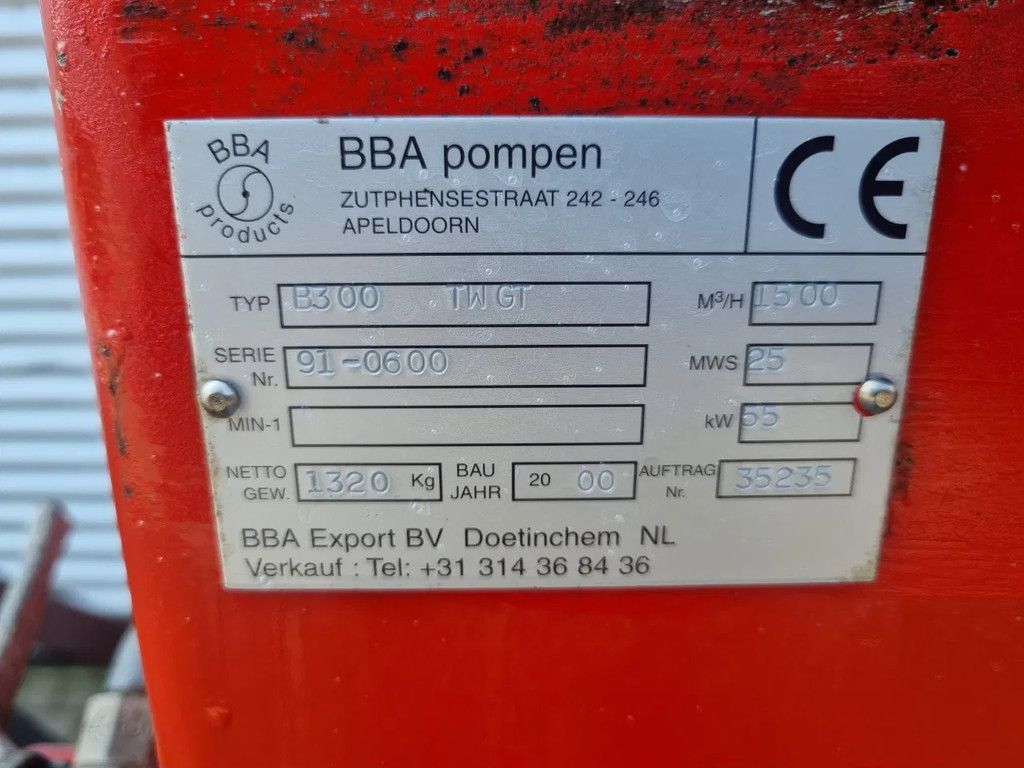 BBA B300 (TWGT) Tracktor (PTO) aandrijving