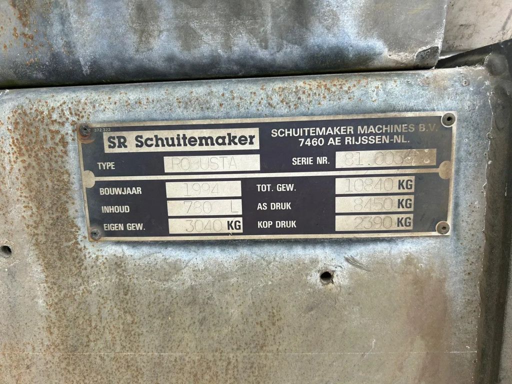 Schuitemaker Robusta 78 7800 Liter tank