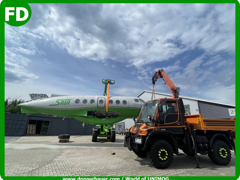 Mercedes-Benz Unimog U400 mit Kran-Funk-Kipper-Zapfwelle, Lof Zulassung