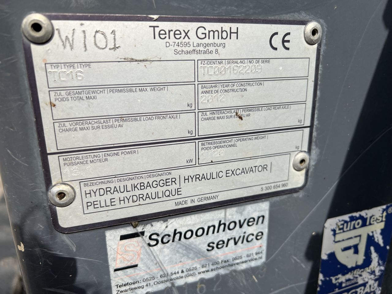 Terex TC16 minigraver