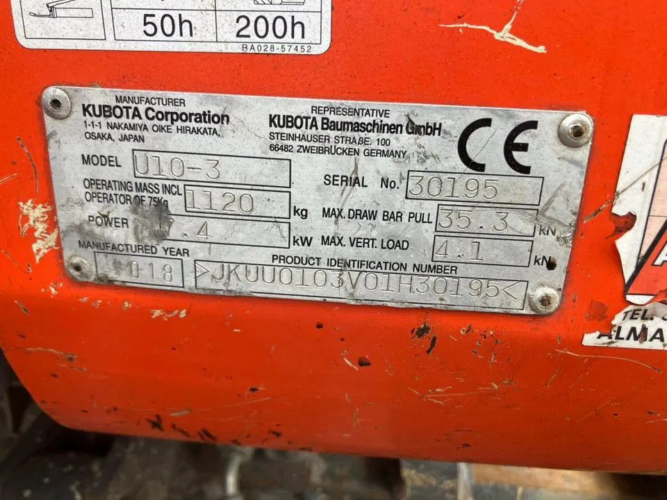 Kubota U 10 Minigraver Graafmachine