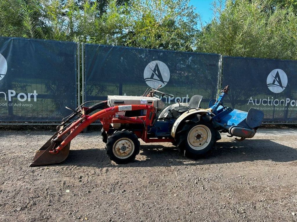 Minitractor Mitsubishi D1300FD Diesel 15pk met Voorlader en Grondfrees Satoh 2PR-1100S