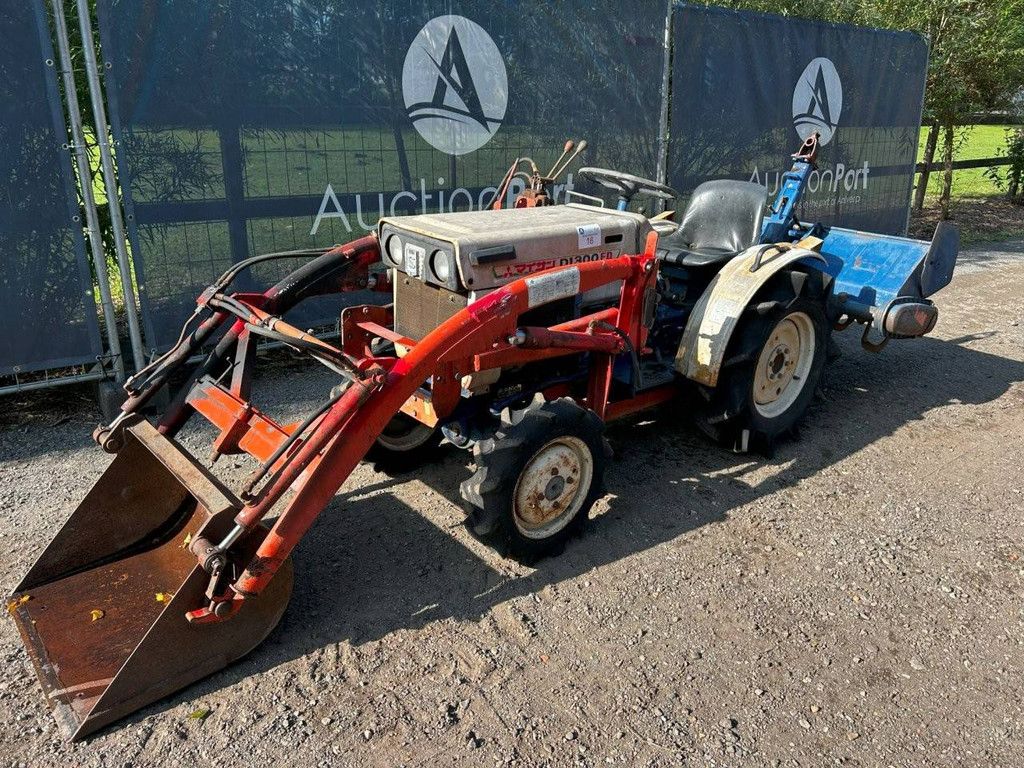 Minitractor Mitsubishi D1300FD Diesel 15pk met Voorlader en Grondfrees Satoh 2PR-1100S