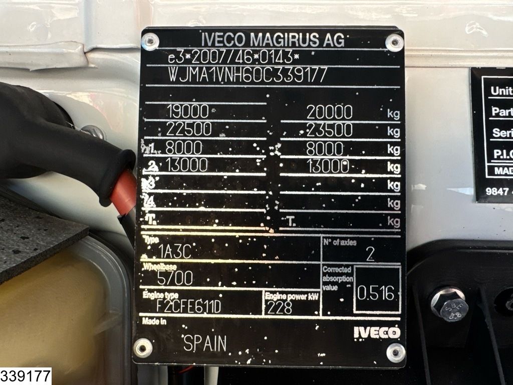 Iveco Stralis 310 EURO 6, Palfinger, Remote, Steel suspension