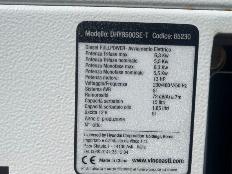 Hyundai DHY8500SE-T 7,0kW diesel
