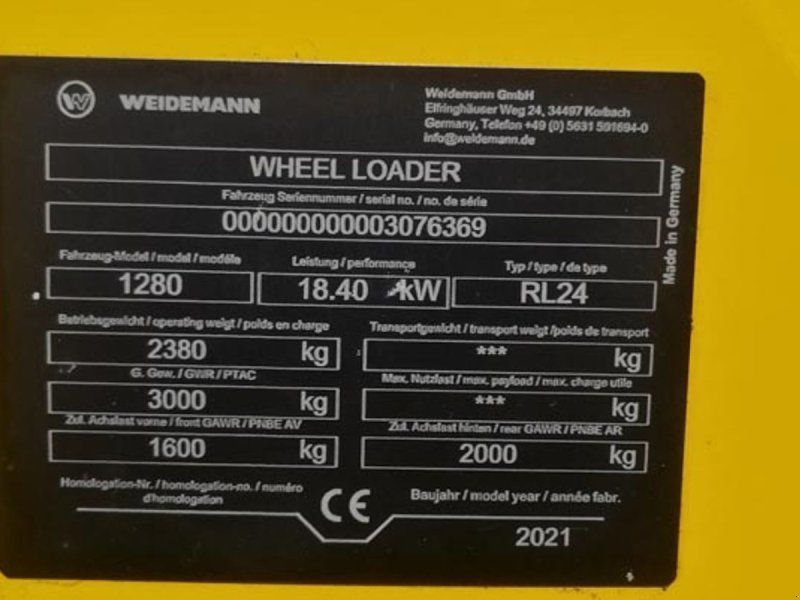 Weidemann 1280 med lavt tårn