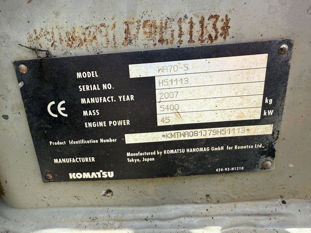 Wiellader Komatsu WA70-5 Diesel 2007