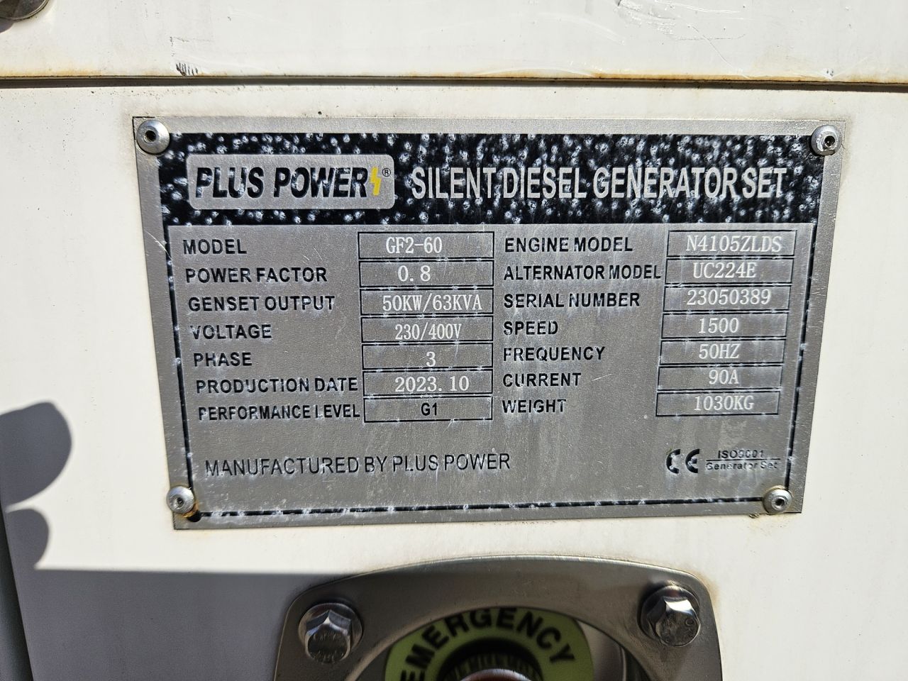 Plus Power GF2-60 63 Kva Generator