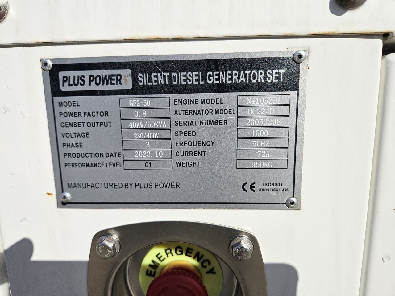 Plus Power GF2-50 50Kva Generator