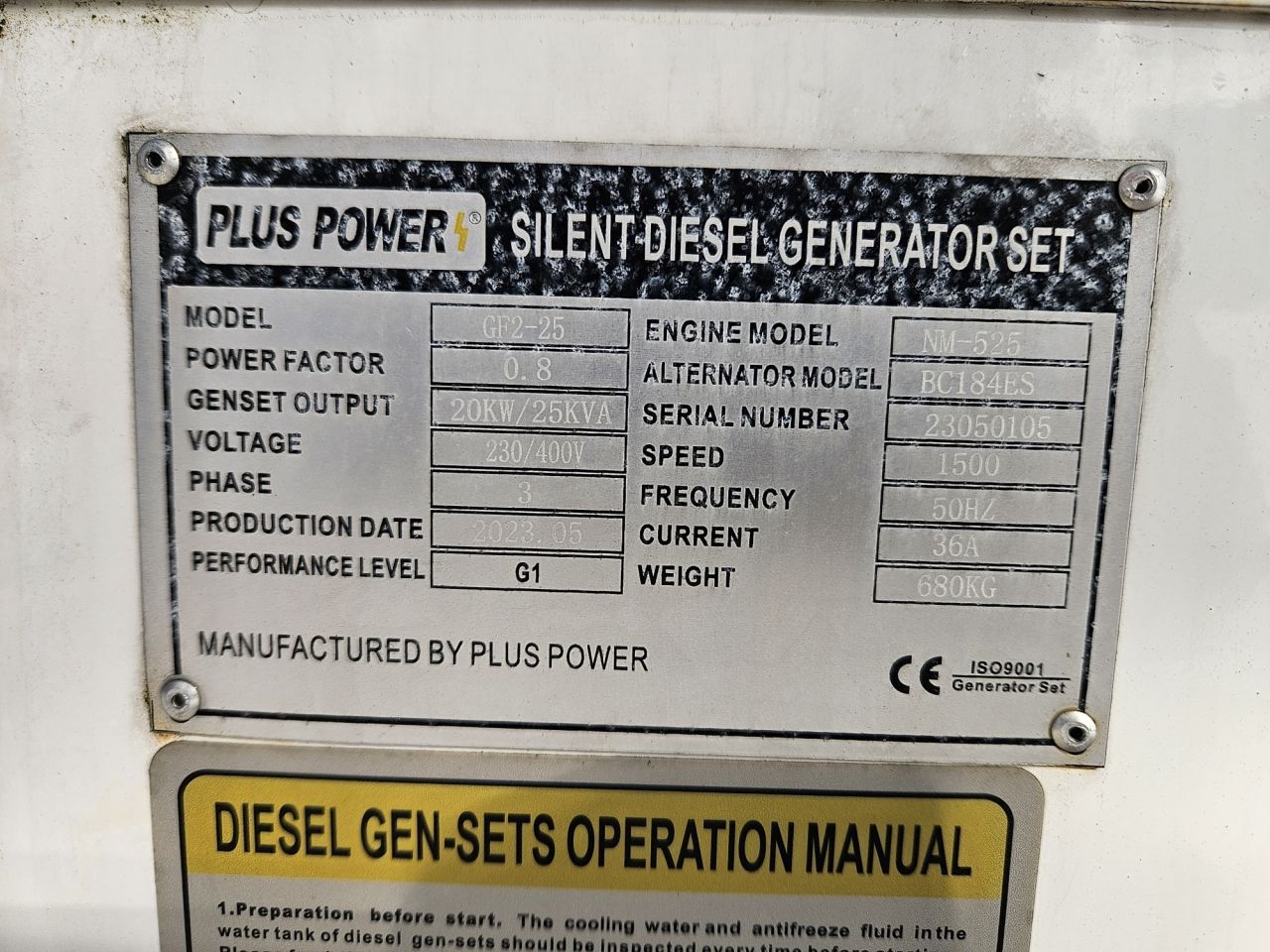 Plus Power GF2-25 25 Kva Generator