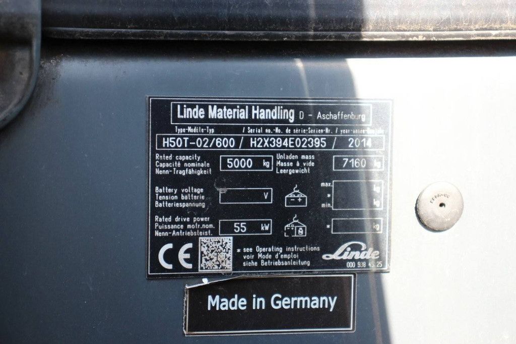 Heftruck Linde H50T-02/600 Diesel 5000kg 2014