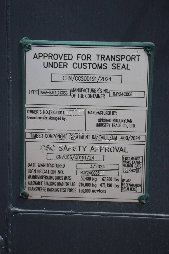 Container 1AAA-RJY40HC0SG 26020kg New