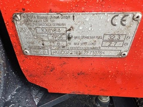 KUBOTA KX 018-4 minigraver 1800 kgs