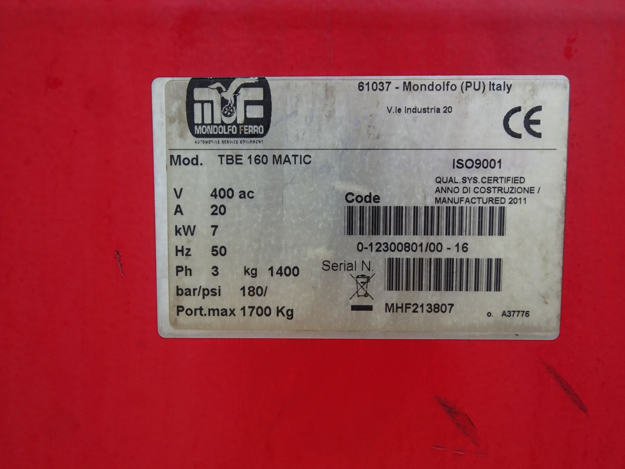 Mondolfo TBE 160 matic banden de en montage machine apparaat
