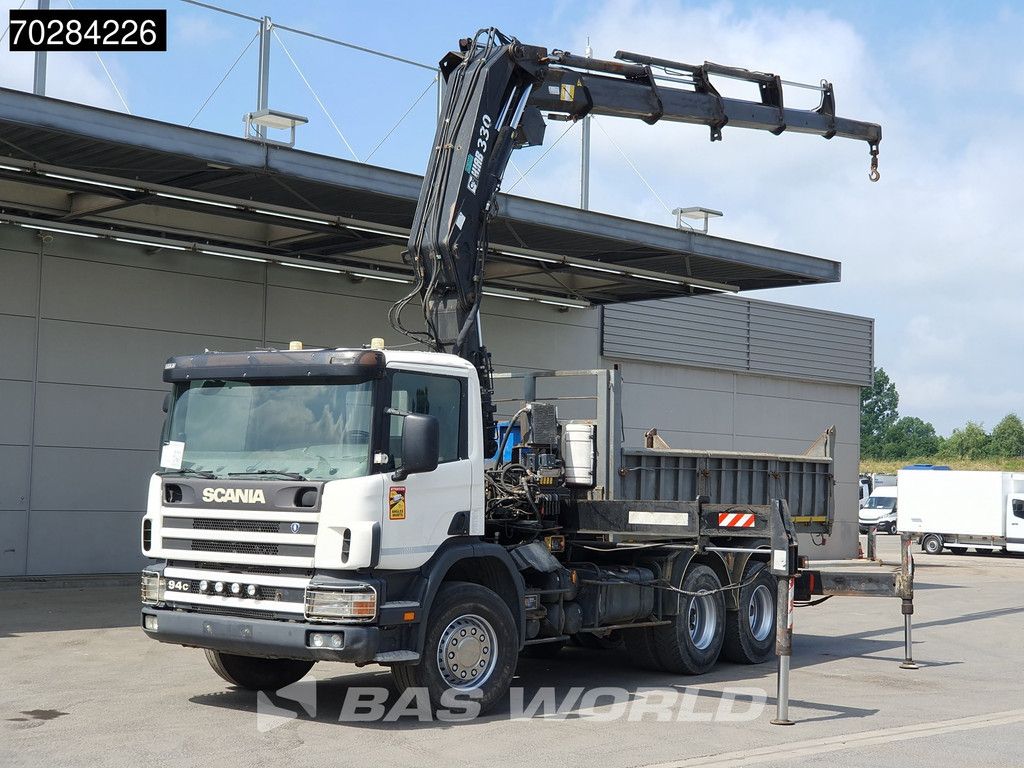 Scania P94 6X4 Hiab 330-4 Kran Crane 9m3 tipper Manual Steelsuspension Euro 3