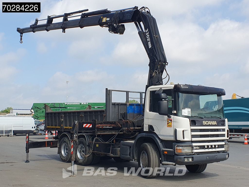 Scania P94 6X4 Hiab 330-4 Kran Crane 9m3 tipper Manual Steelsuspension Euro 3