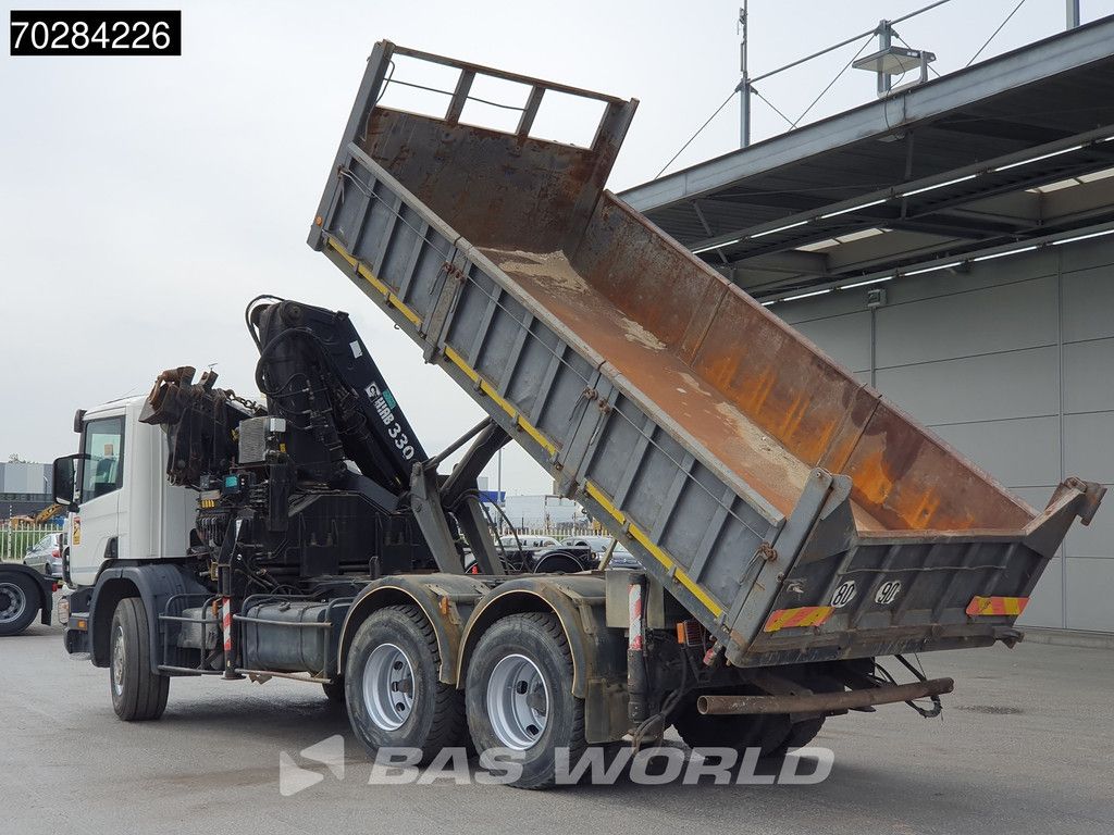 Scania P94 6X4 Hiab 330-4 Kran Crane 9m3 tipper Manual Steelsuspension Euro 3