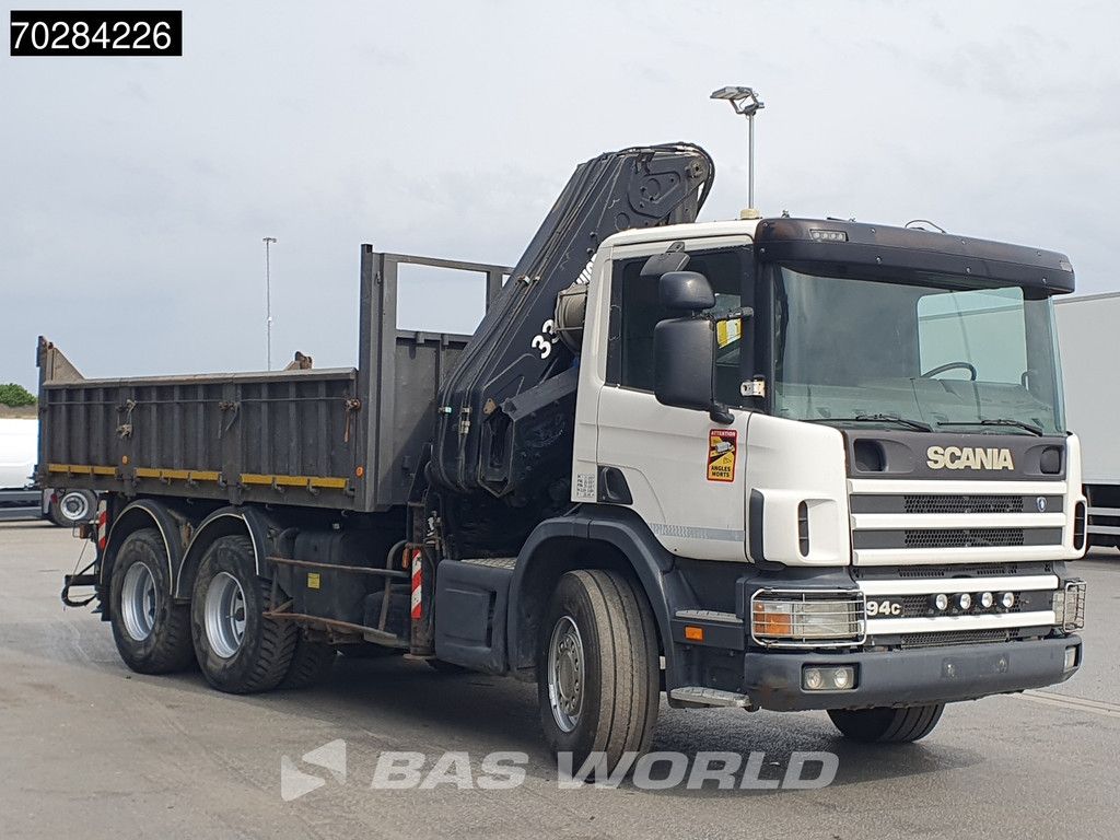 Scania P94 6X4 Hiab 330-4 Kran Crane 9m3 tipper Manual Steelsuspension Euro 3