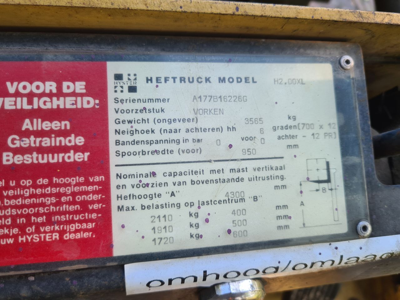 Hyster H 2.00 XL heftruck vorklift lpg.