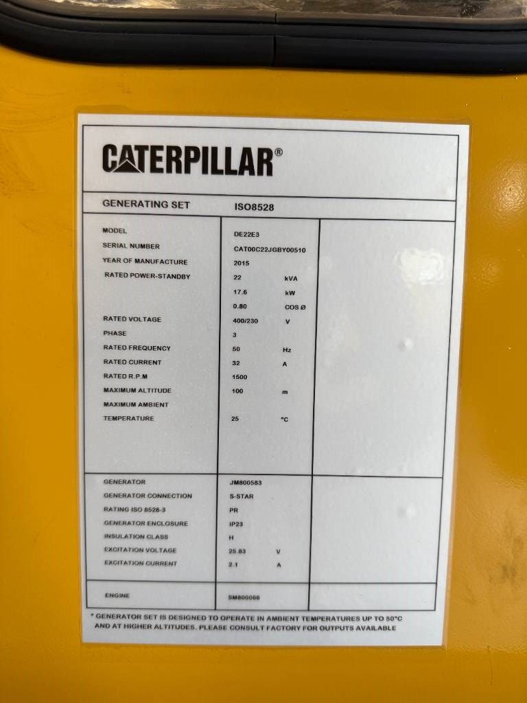 CAT DE22E3 - 22 kVA Generator - DPX-12641