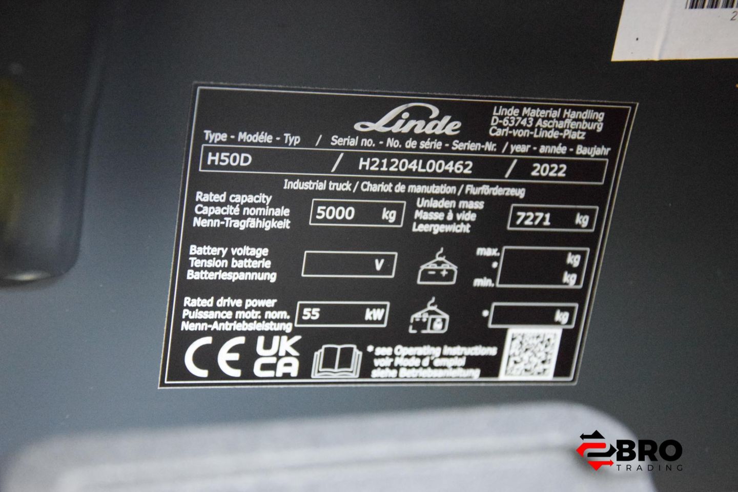 2022 Linde H50D 1204 Triplex 482 UUR!! 4 Ventielen