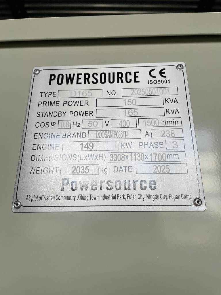 Doosan P086TI-1 - 165 kVA Generator - DPX-19851
