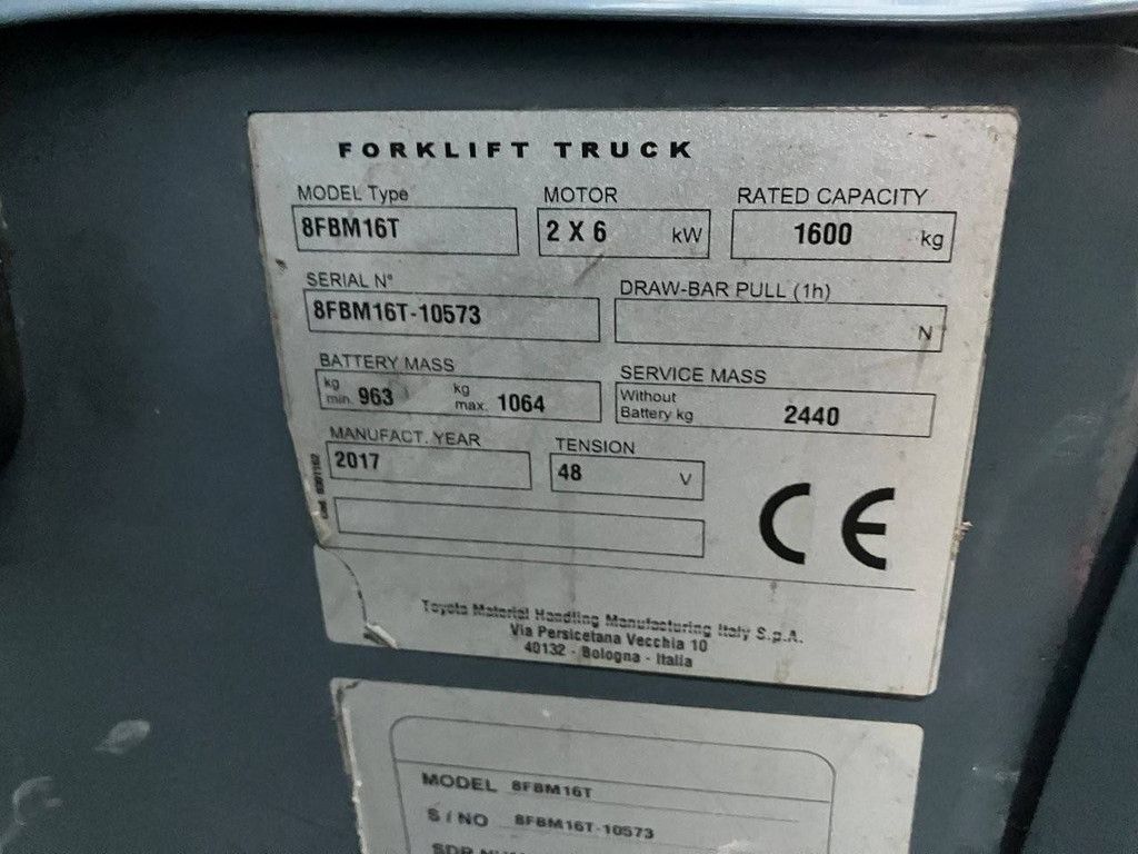 Heftruck Toyota 8FBM16T Elektrisch 1600kg 2017