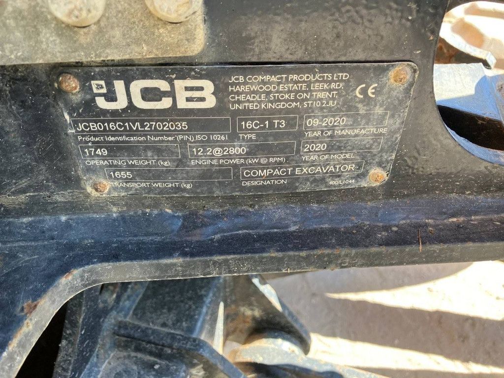Minigraver JCB 16C-1 T3 Diesel 12.2kW 2020